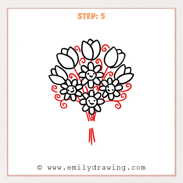 how to draw a spring flowers - Step 5